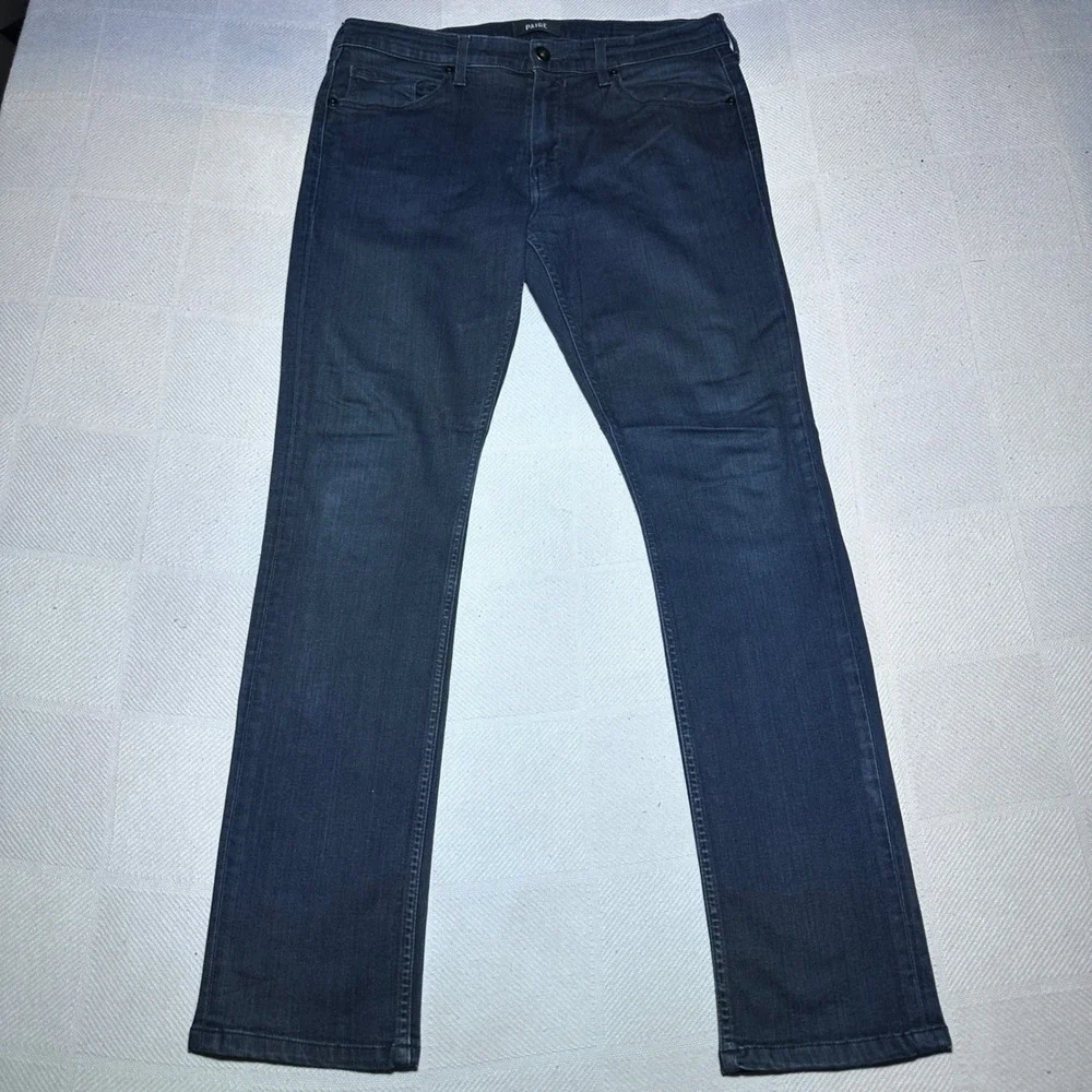 Paige Federal Jeans Men 32x31 Slim Straight Stretch Inkwell Dark Wash Blue Denim